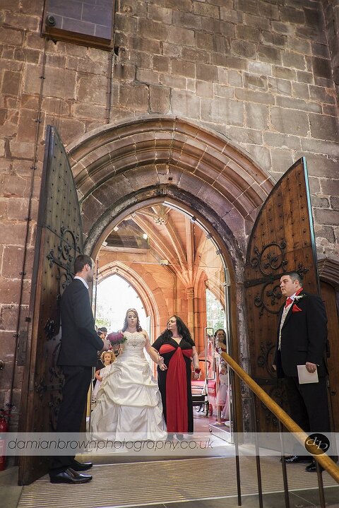 birmingham wedding photographer nantwich wedding photography the bride and her mother enter the church